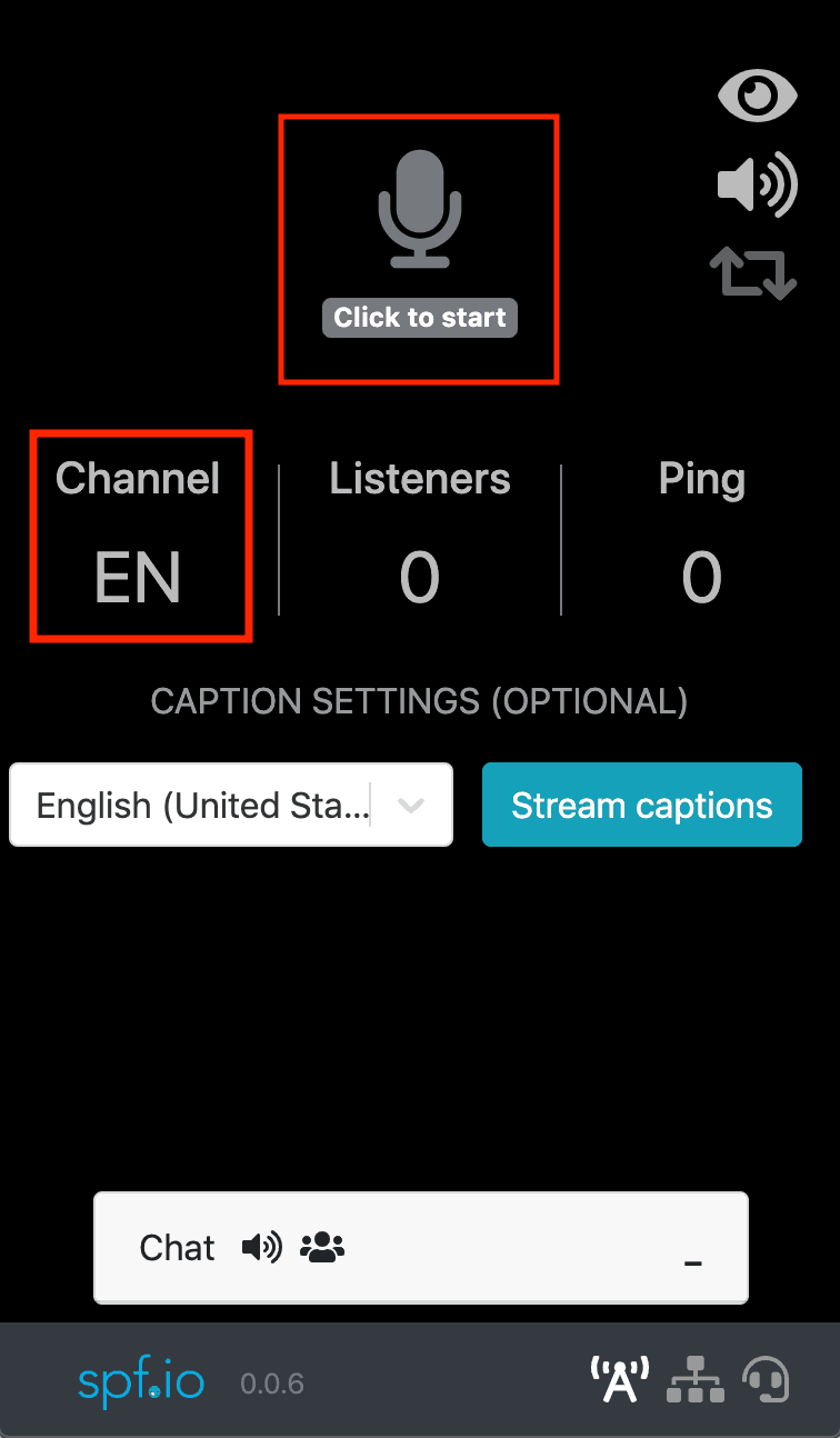This image is an annotated screenshot showing what the user should click to stream audio.