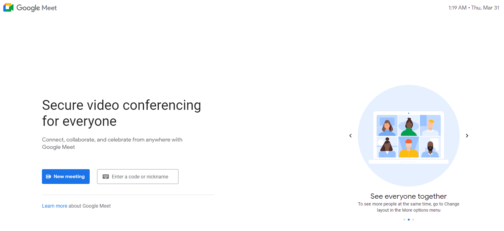 Google Meet video conferencing