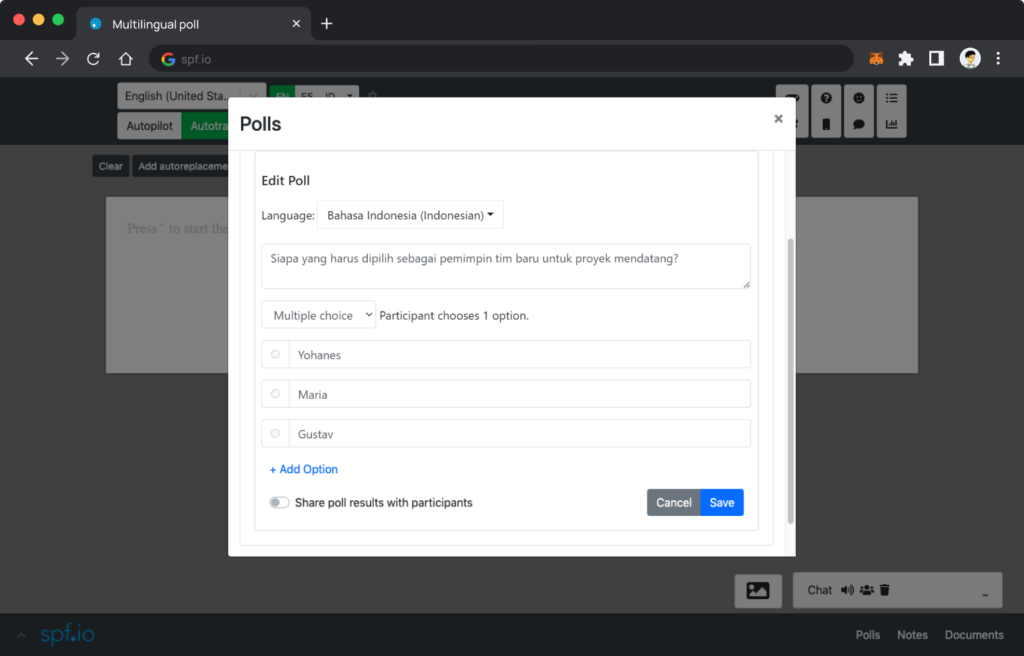 Explanation picture-Edit poll in Indonesian