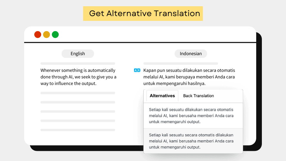 Accelerate Document Translation with Alternative Translations and Back Translations