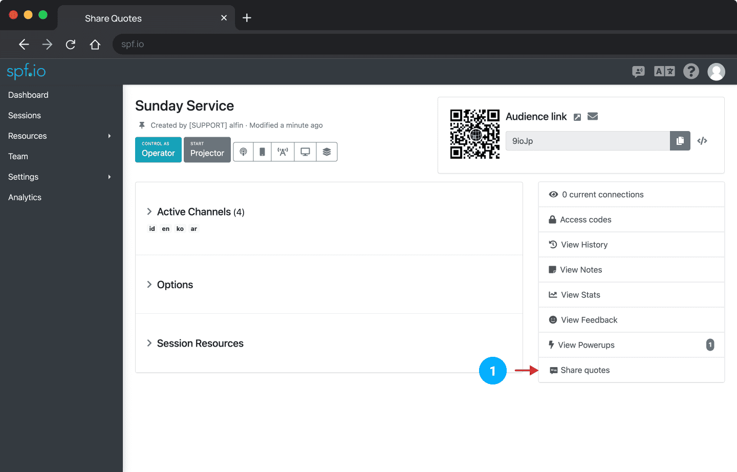 Step 1-click Share quotes on the right menus of the page in the detail session