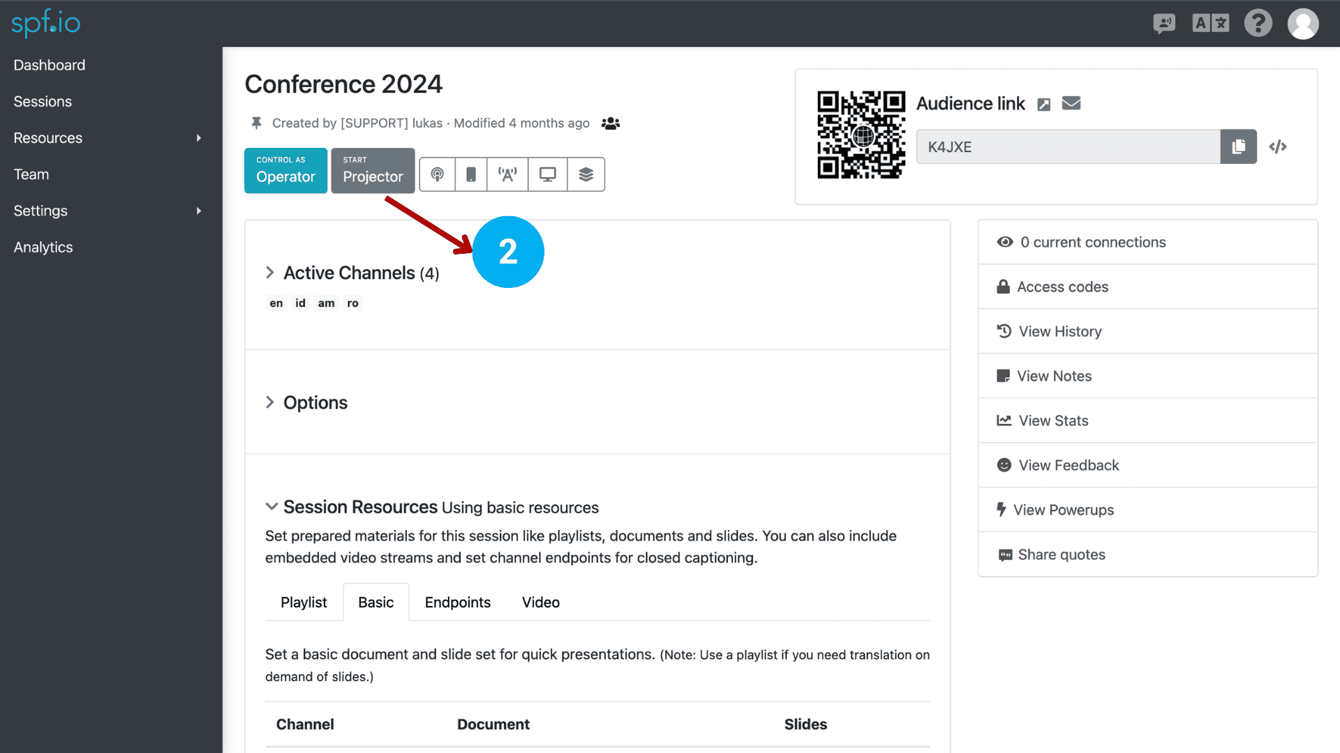 Step 2: Click the START Projector button to open the projector controller.