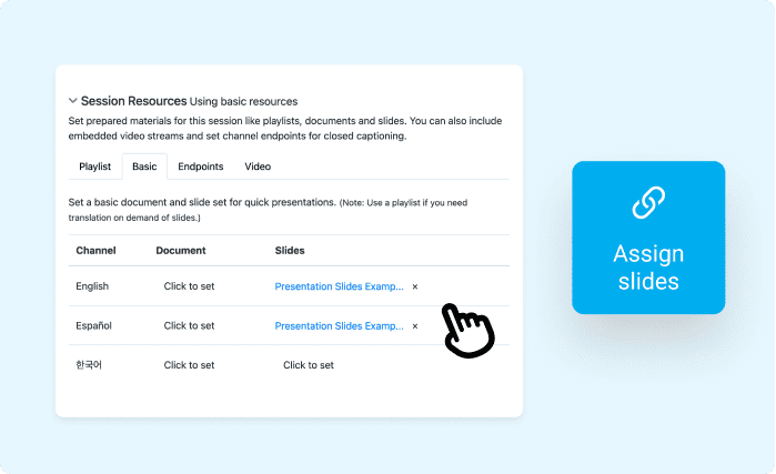 Assing the slides to your session