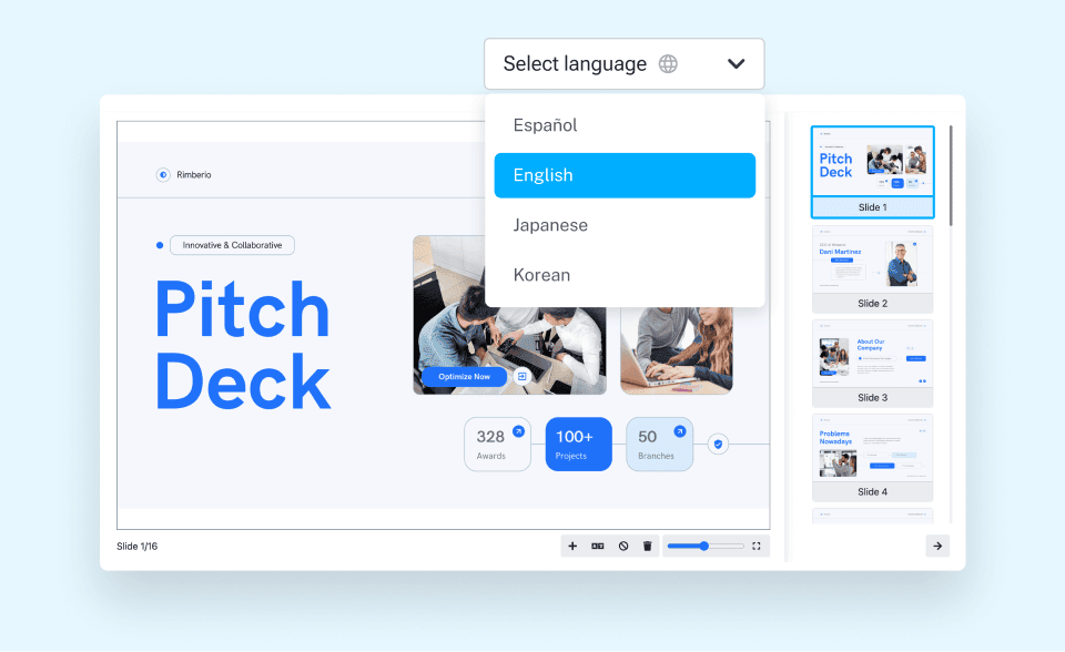 Easily translate your slides to 100+ languages with spf.io
