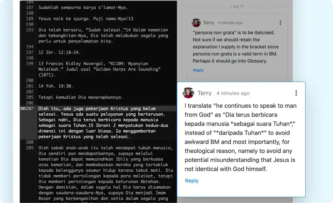 Give feedback directly on your translation
