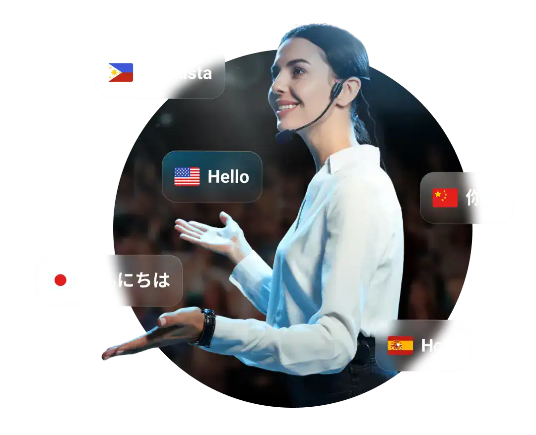 Speakers speech translated to many languages in real-time